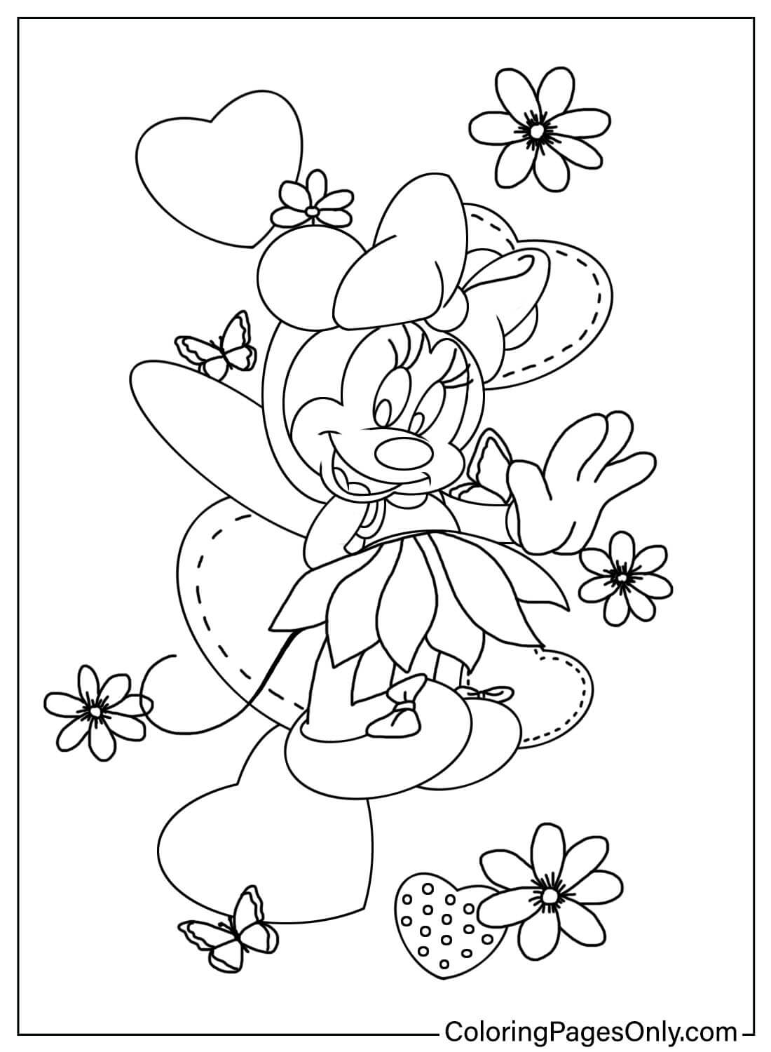 Beautiful Minnie Mouse Coloring Page from Minnie Mouse