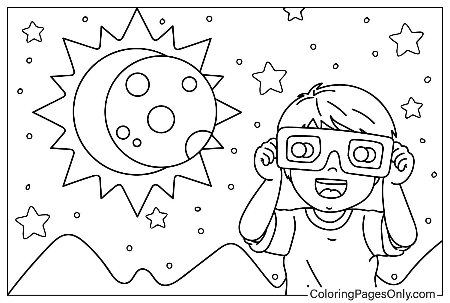 Boy Watching Solar Eclipse to Color from Solar Eclipse