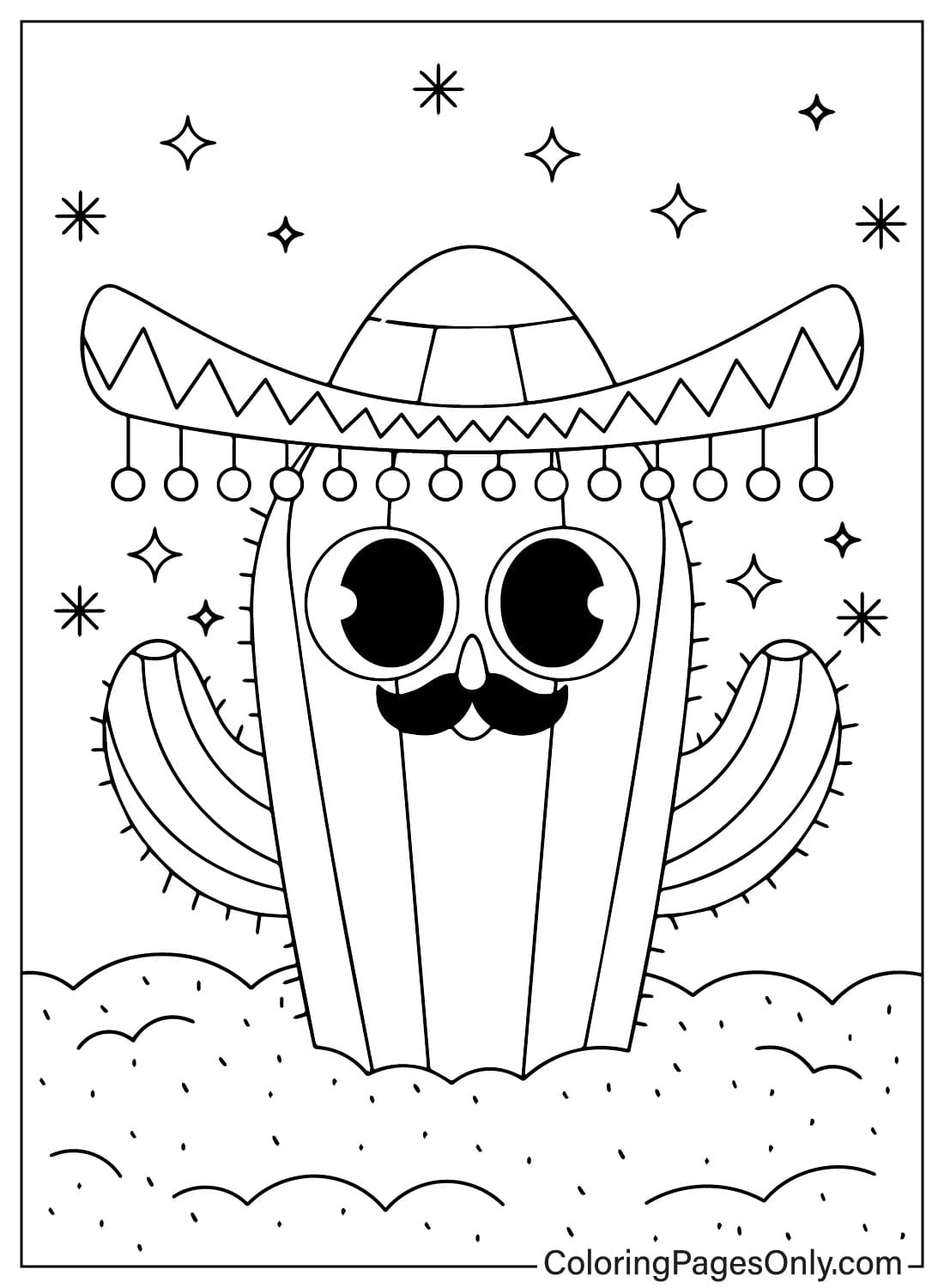 Dibujos animados de cactus del Cinco de Mayo