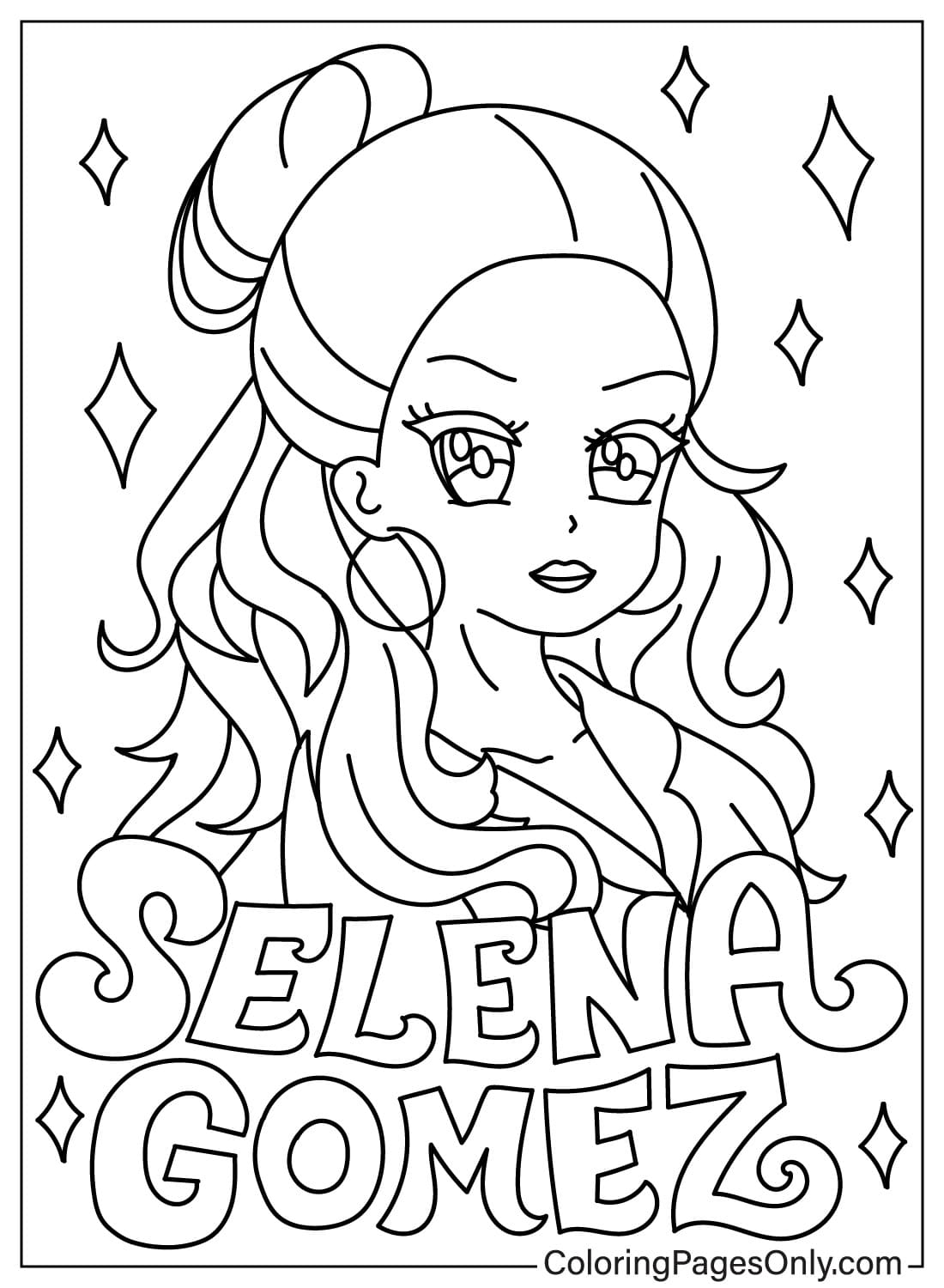Página para colorear de Chibi Selena Gomez de Selena Gomez