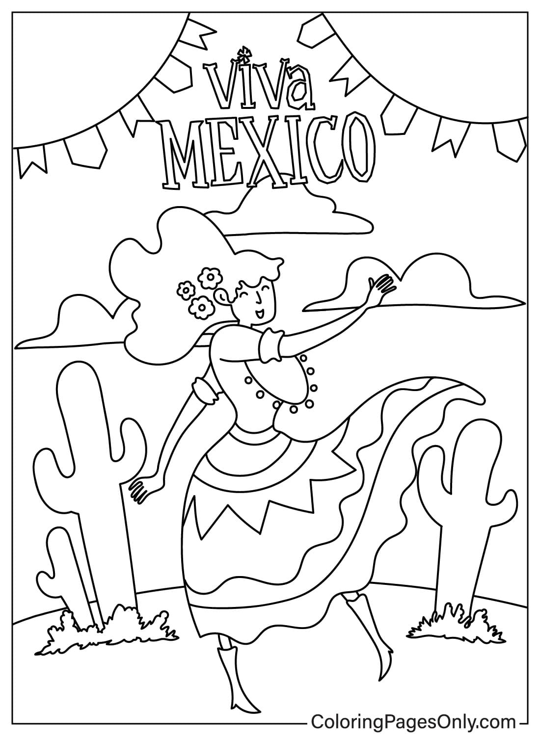 与穿着墨西哥传统服装的妇女一起庆祝五月五日节舞蹈