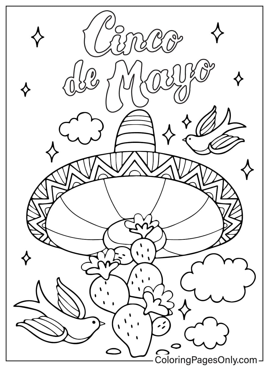 Dibujos animados de sombrero mexicano del Cinco de Mayo del Cinco de Mayo