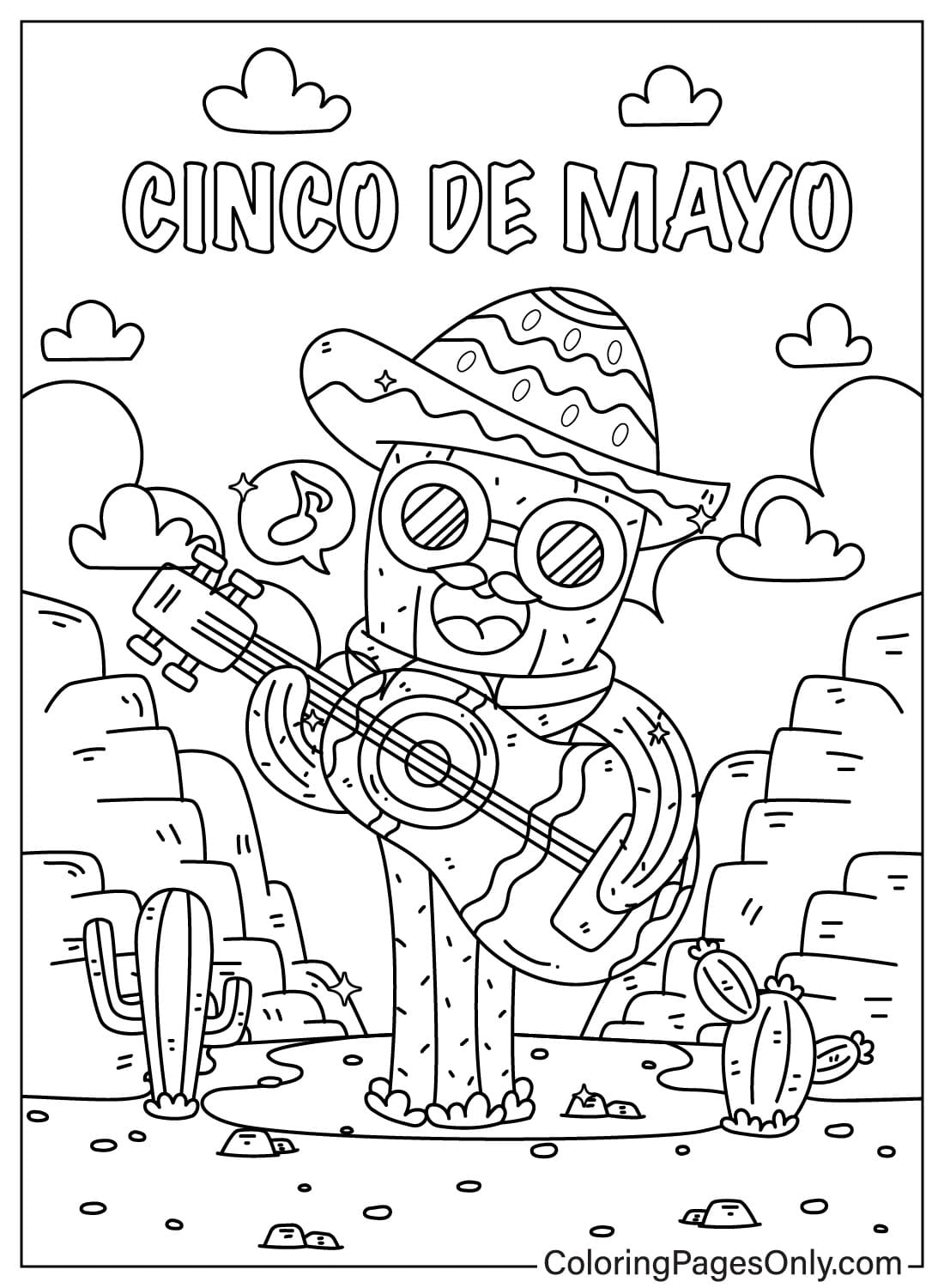 Cinco De Mayo De Cactus speelt terwijl hij zingt uit Cinco De Mayo