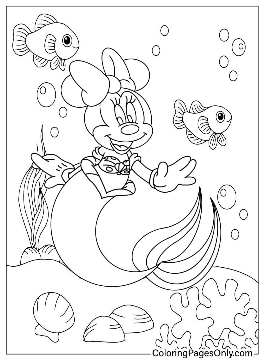 Kleurplaat Minnie Mouse zeemeermin van Minnie Mouse