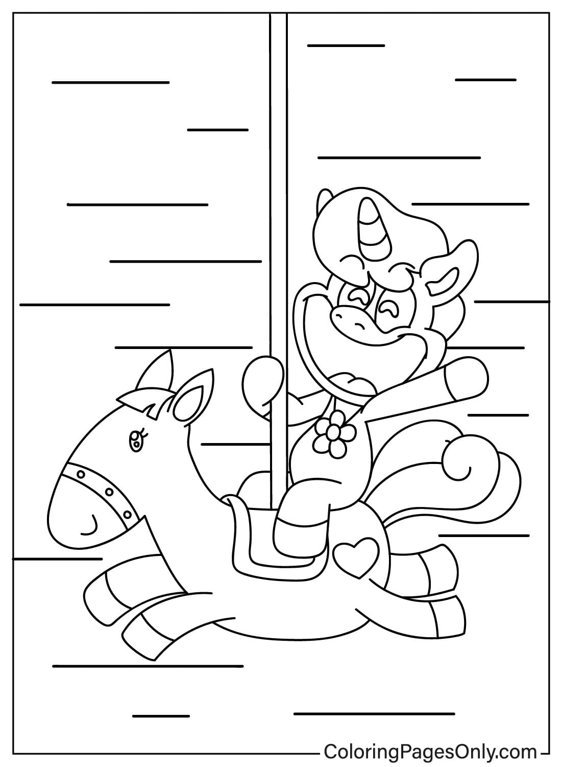 CraftyCorn Coloring Page Sits on a Merry-go-round from CraftyCorn