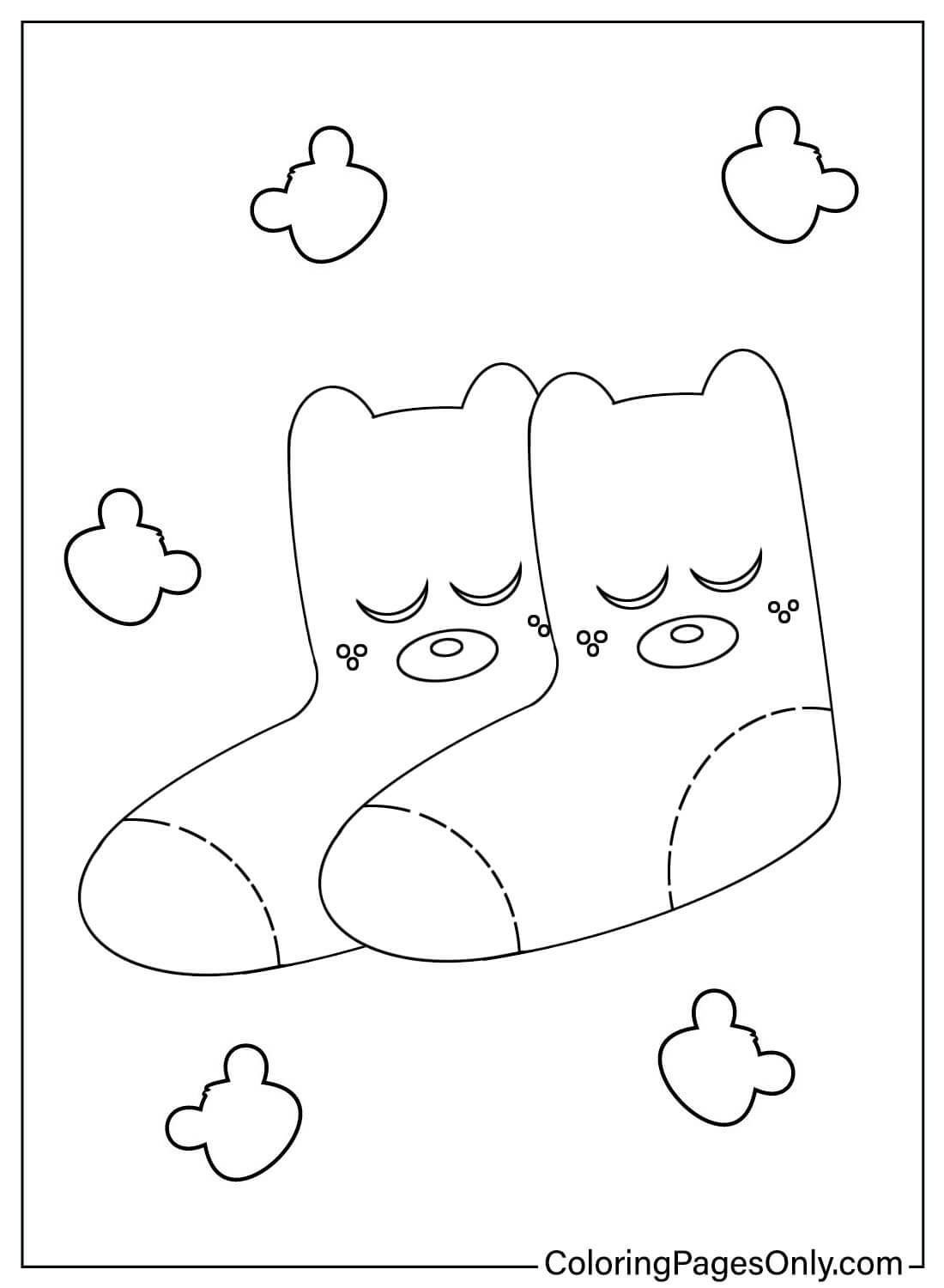 Cute Socks Coloring Page from Socks