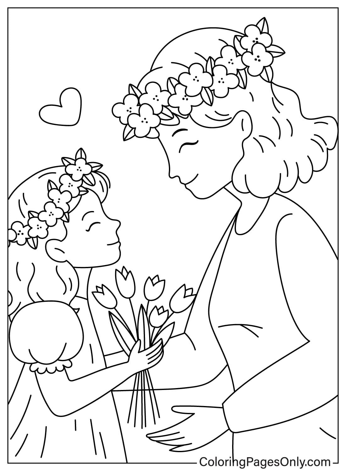 Дочь дарит цветы матери со Дня матери