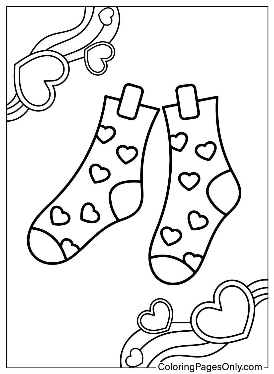 Download de kleurplaat voor sokken van Socks