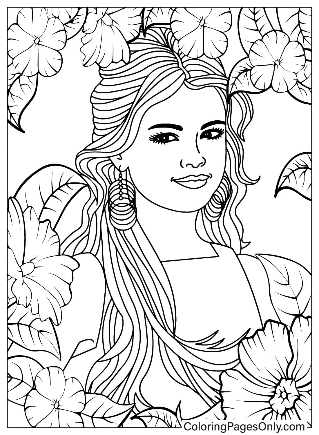 Drawing Selena Gomez Coloring Page from Selena Gomez