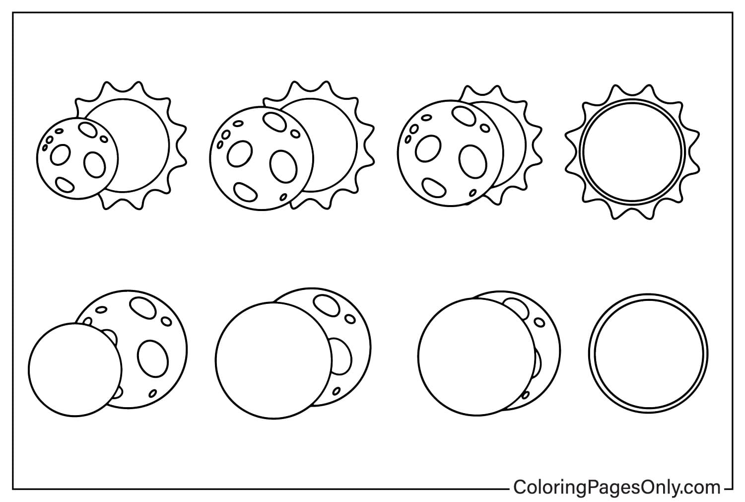 Pagina da colorare di Eclissi per bambini da Eclissi solare