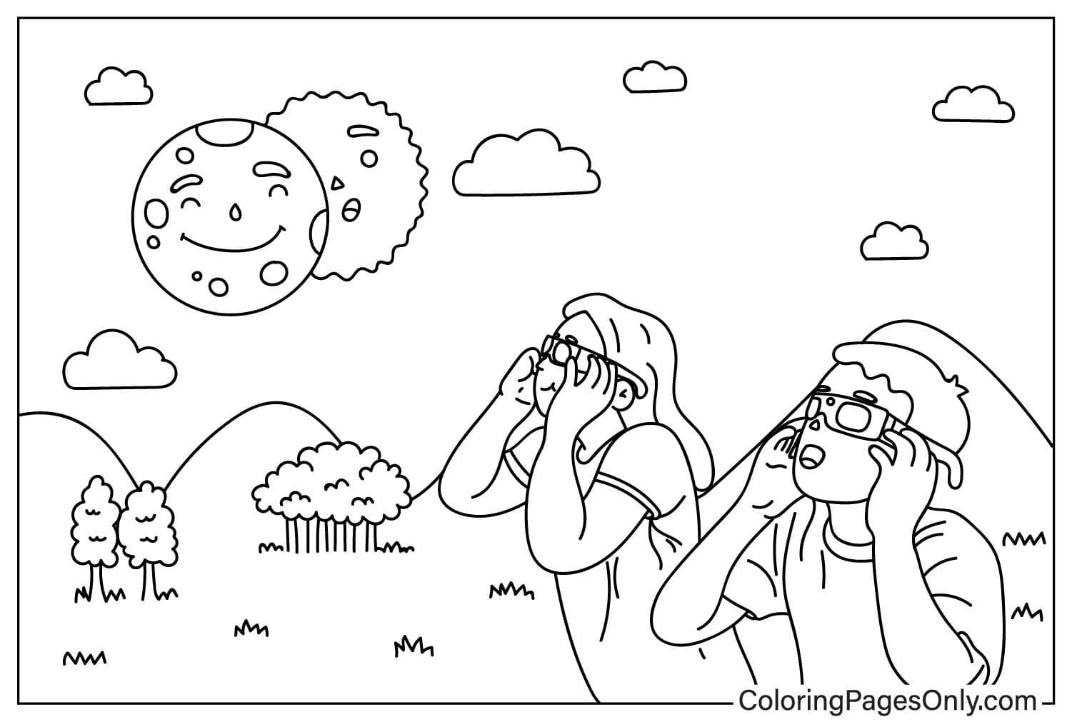 Eclipse Coloring Page to Print from Solar Eclipse
