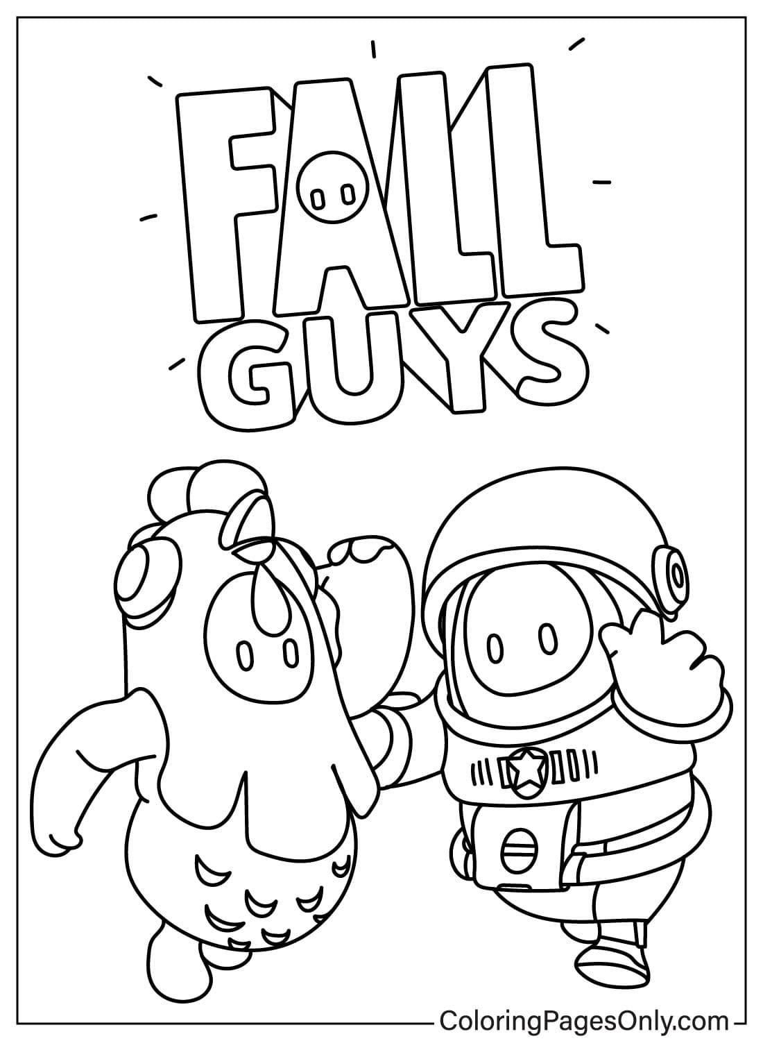 Астронавт Fall Guys и курица из Fall Guys