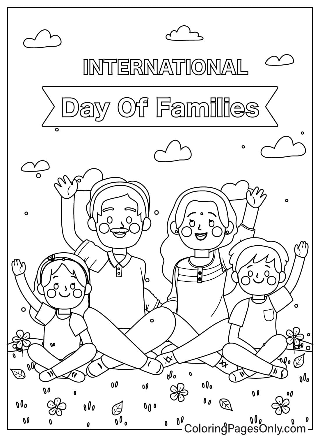 Family Day Coloring Page to Print from Family Day