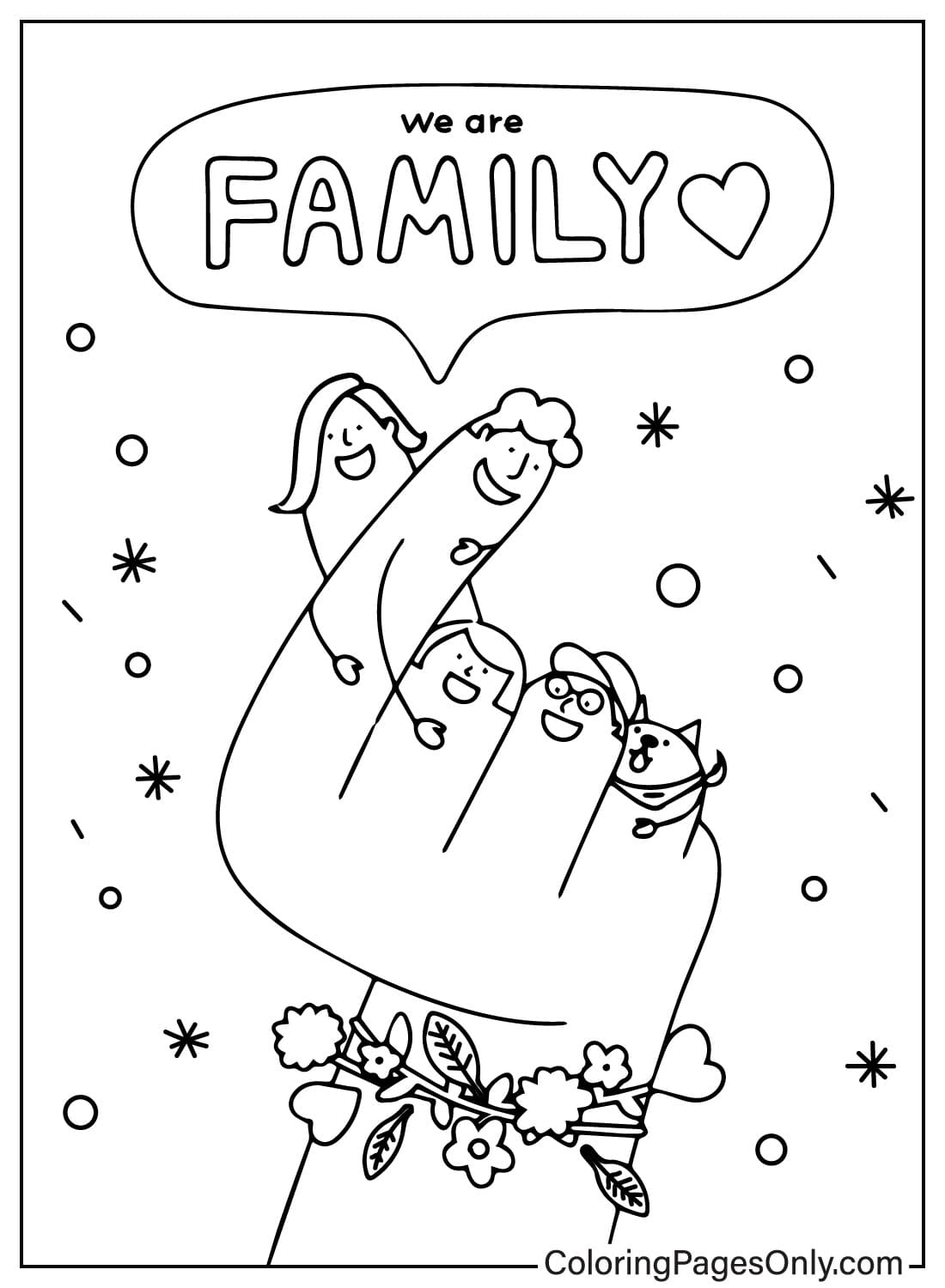 Página para colorir do Dia da Família do Dia da Família