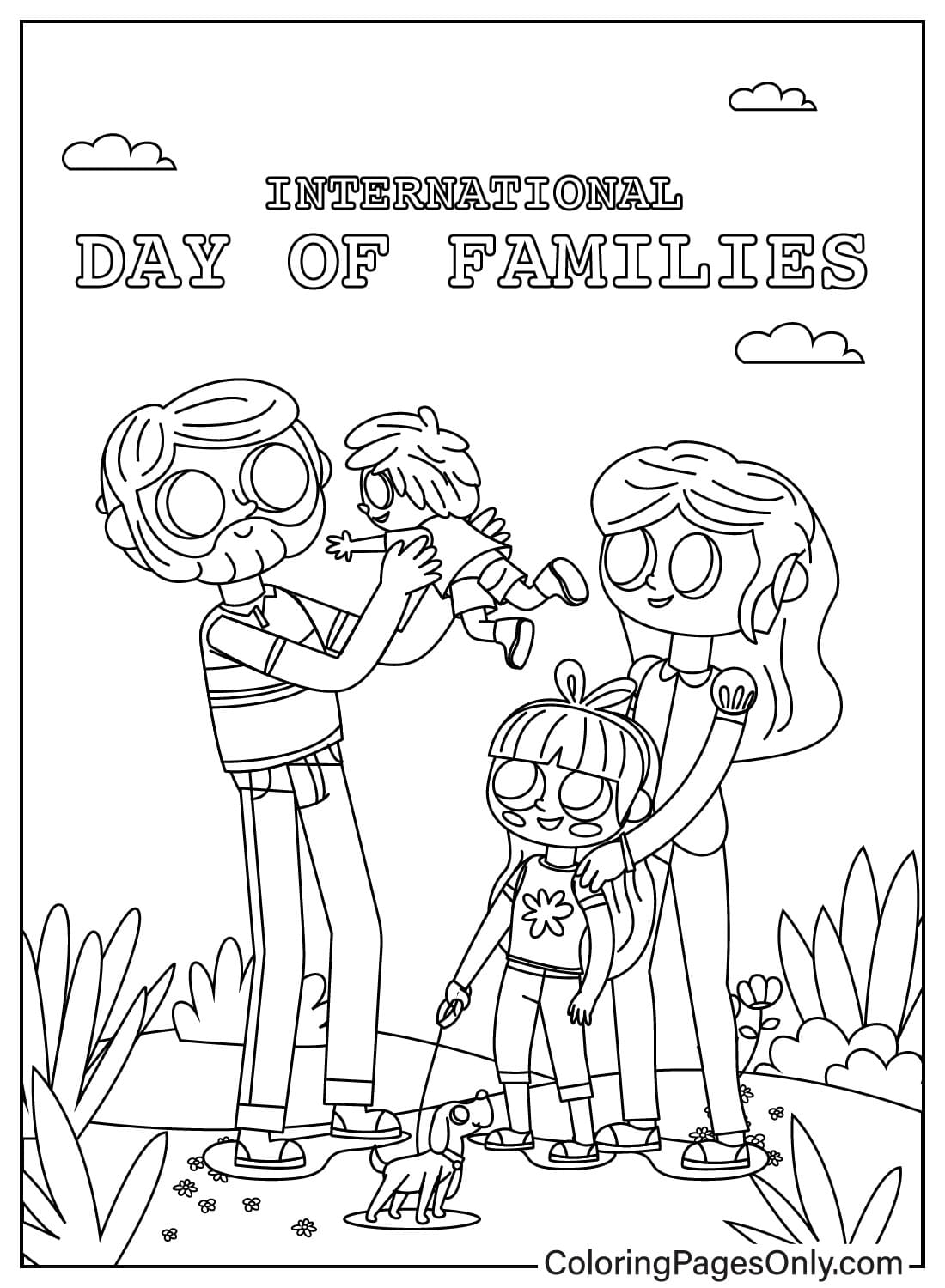 Página para colorir de imagens do Dia da Família do Dia da Família