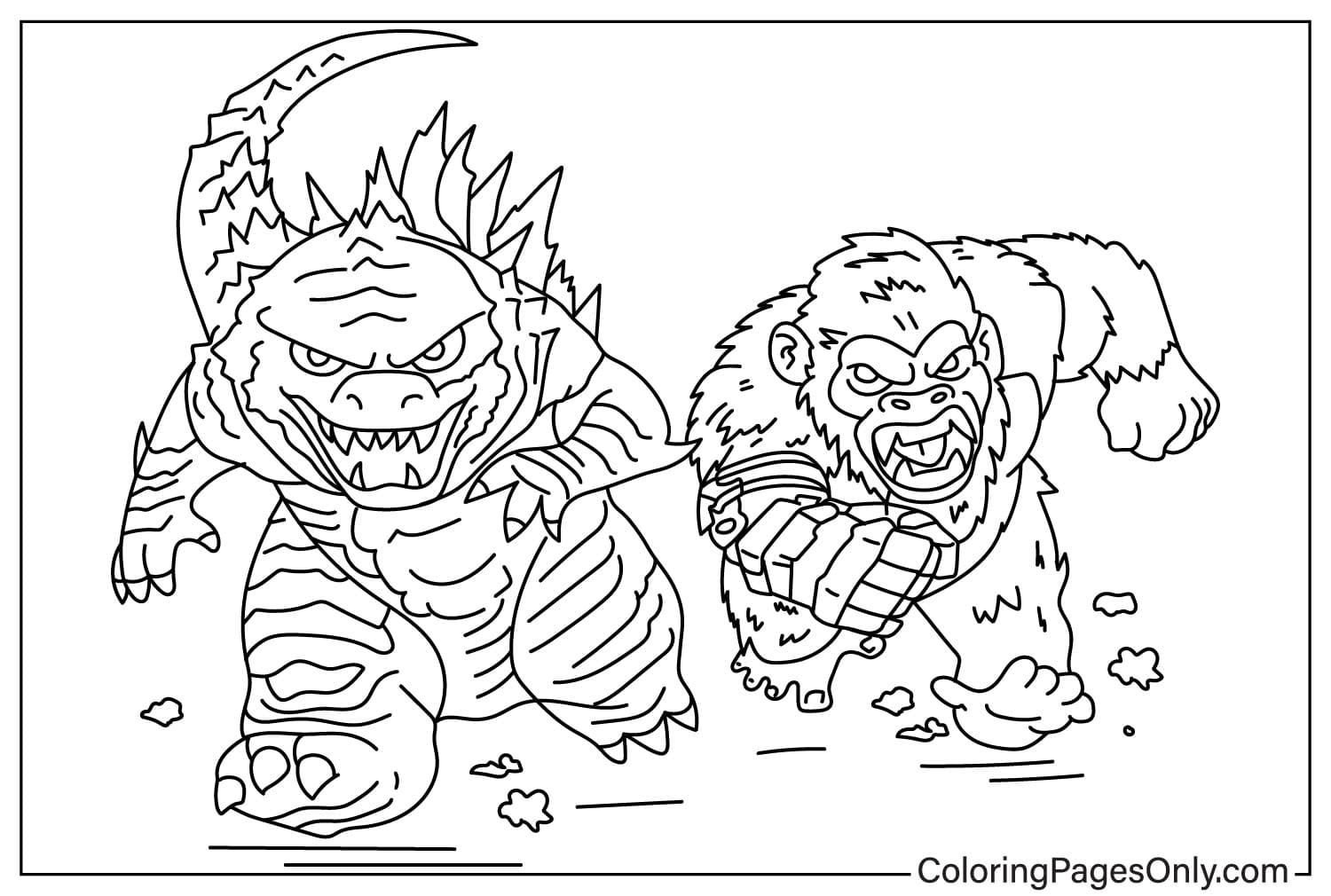 Godzilla x Kong- صفحة تلوين الإمبراطورية الجديدة للأطفال من Godzilla x Kong: الإمبراطورية الجديدة