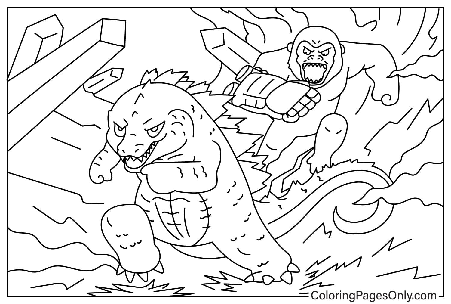 Feuille de coloriage Godzilla x Kong - Le Nouvel Empire de Godzilla x Kong : Le Nouvel Empire