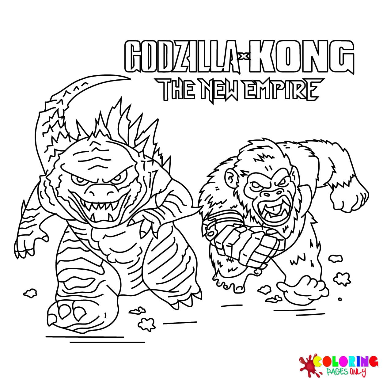Ausmalbilder „Godzilla x Kong: Das neue Imperium“.