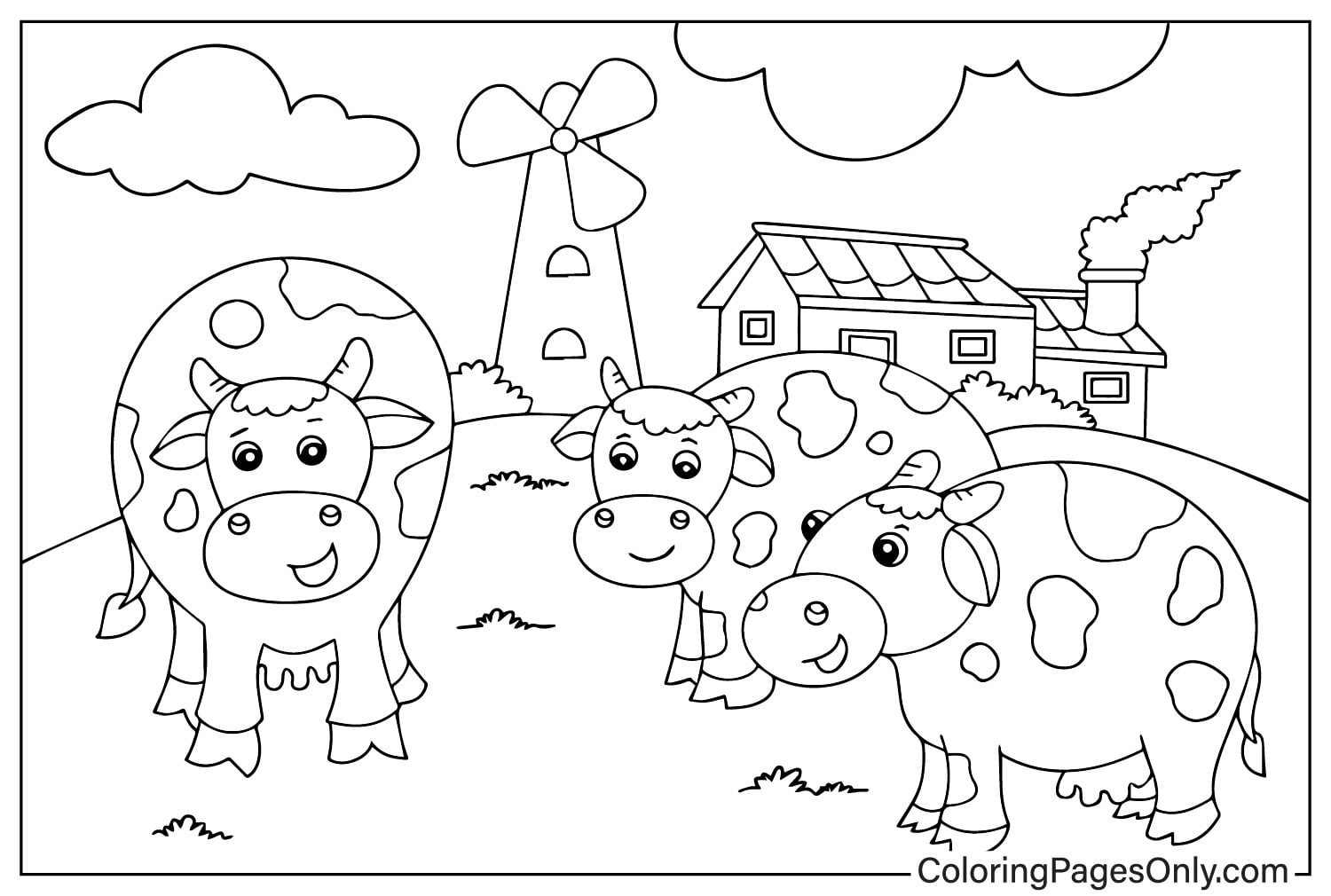 أبقار سعيدة في المزرعة من حيوانات المزرعة