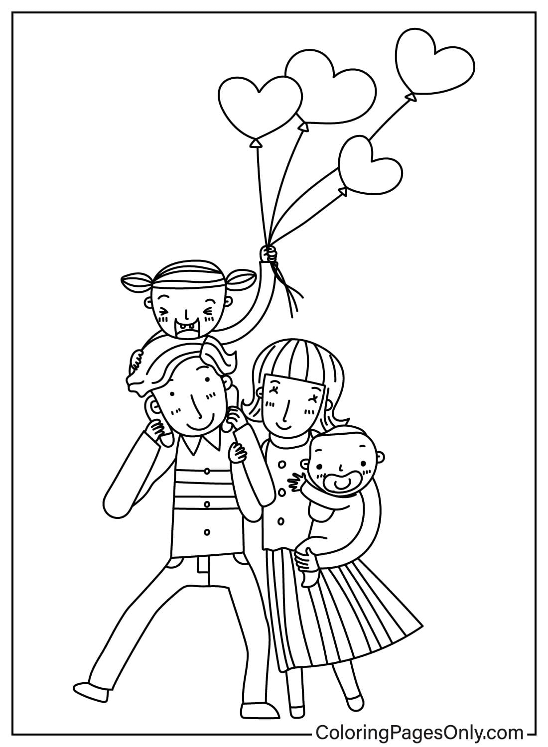 Página para colorear del feliz día de la familia del Día de la familia
