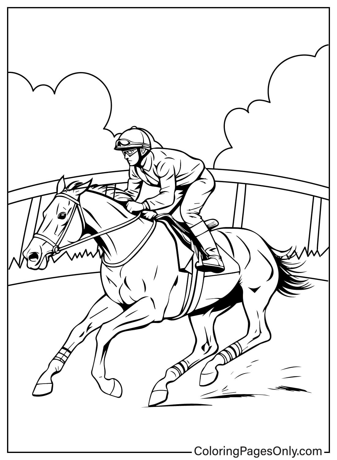 Vecteur de contour d'équitation de jockey de courses de chevaux du Kentucky Derby