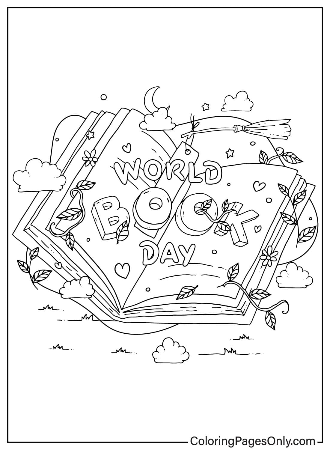 صور صفحة تلوين اليوم العالمي للكتاب من يوم الكتاب العالمي