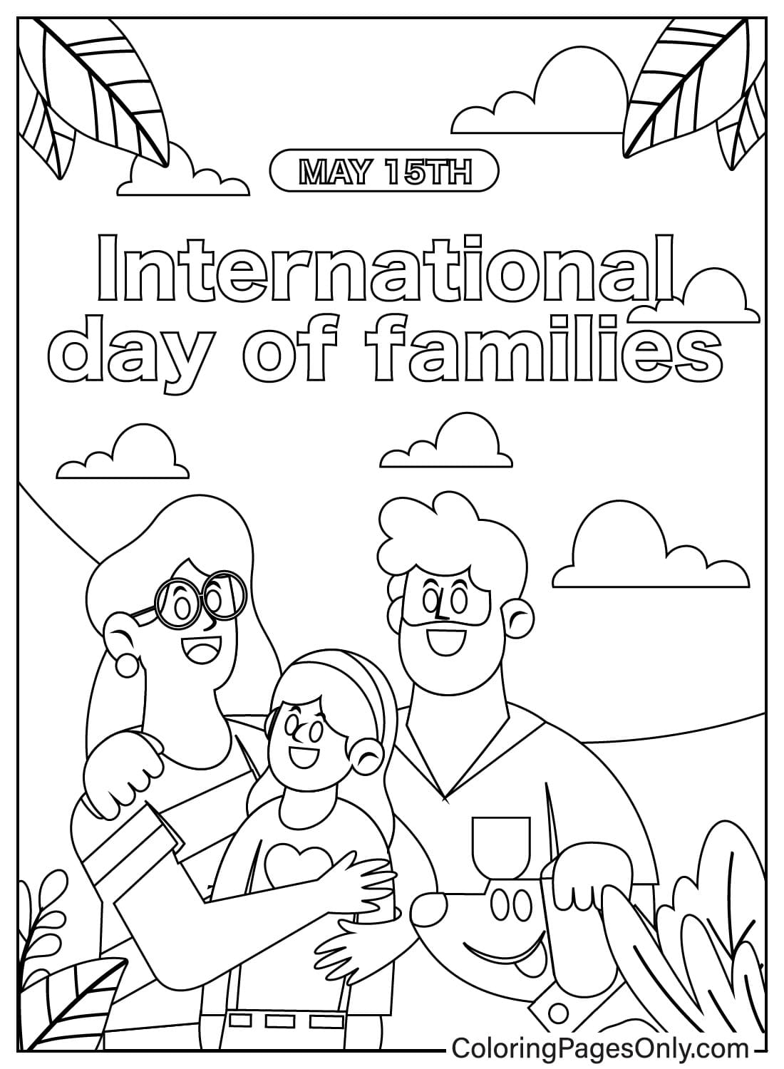 Internationale dag van het gezin kleurplaat van Family Day