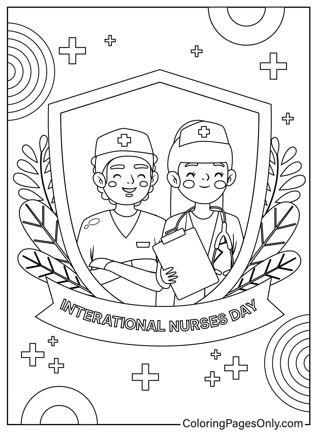 صفحة تلوين يوم الممرضات العالمي من ممرضة