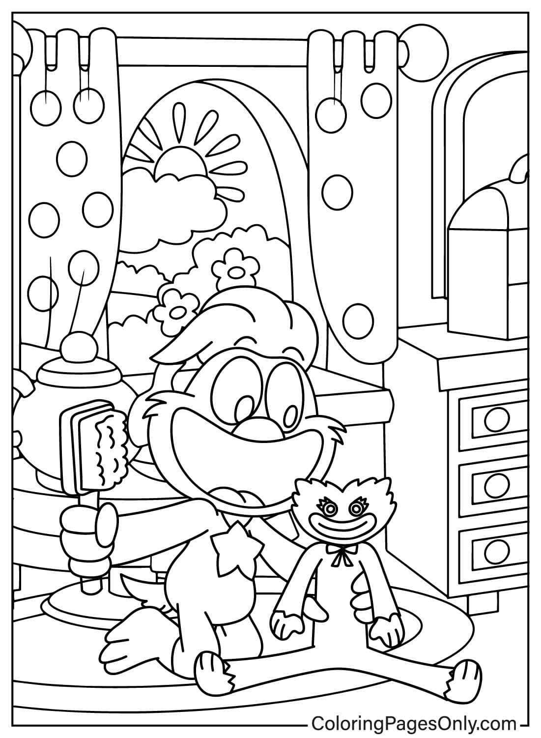 KickinChicken and Kissy Missy Coloring Sheet from KickinChicken