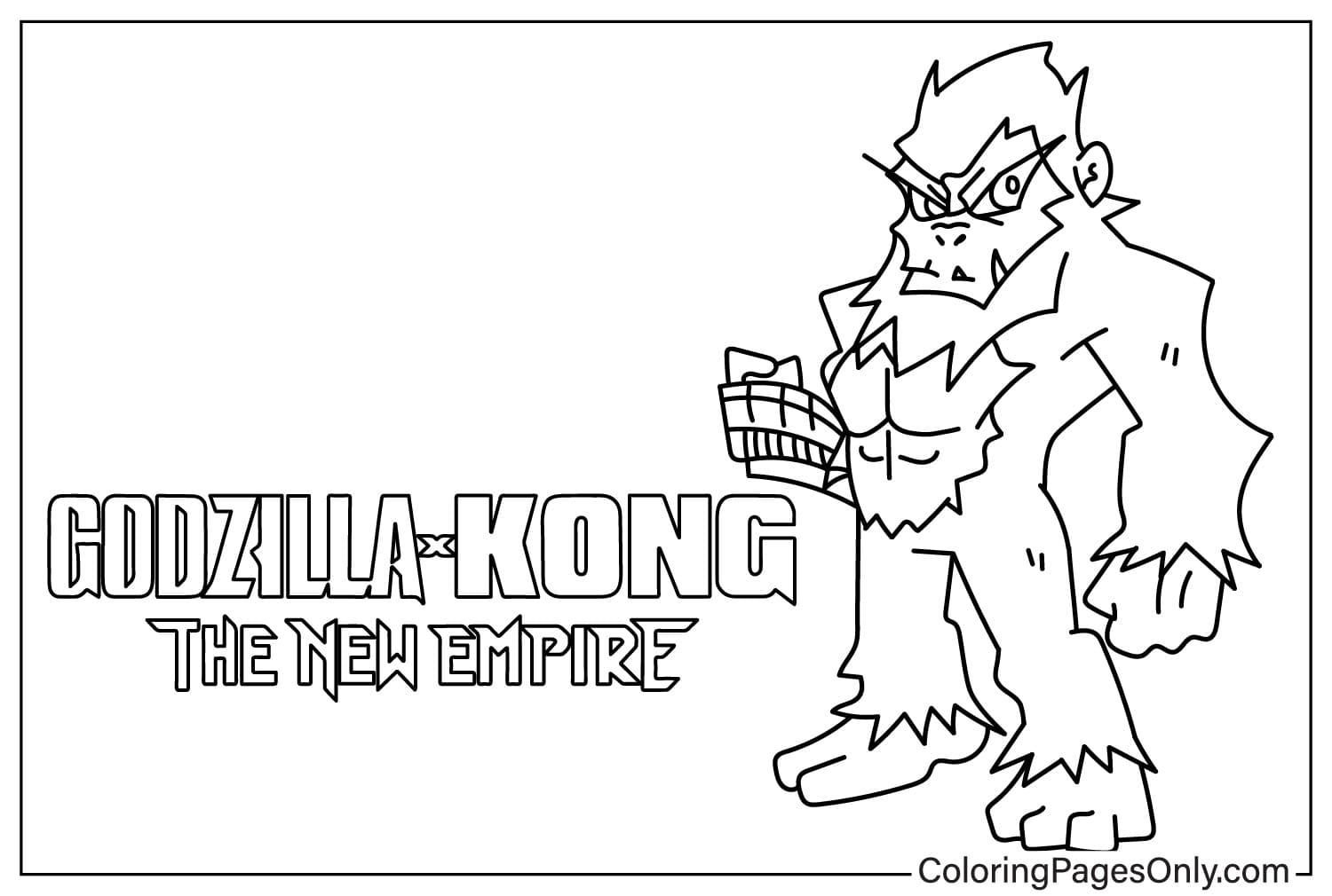 Kong Chibi Coloring Page from Godzilla x Kong: The New Empire