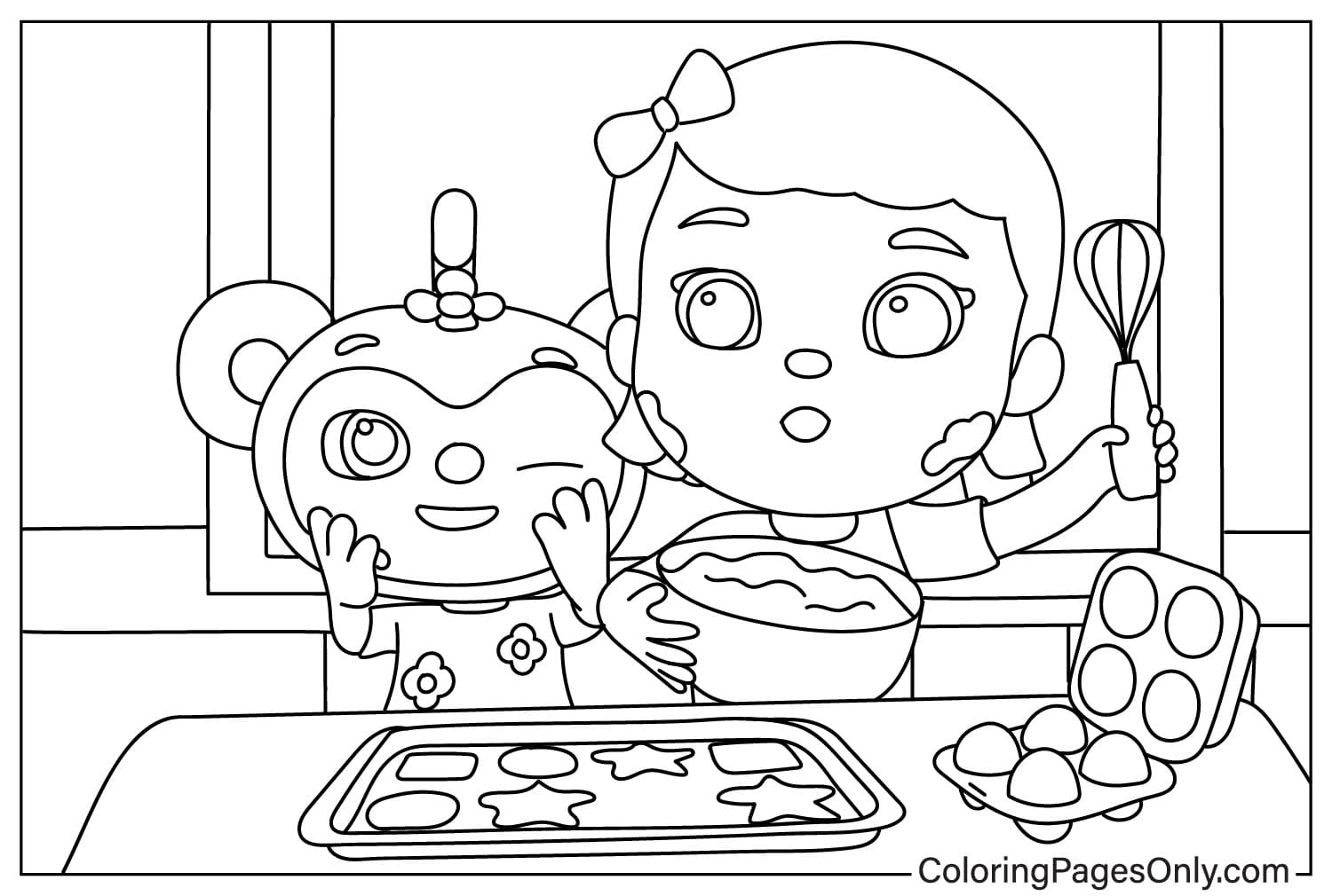 Petite fille et petit singe cuisinant dans Little Baby Bum de Little Baby Bum