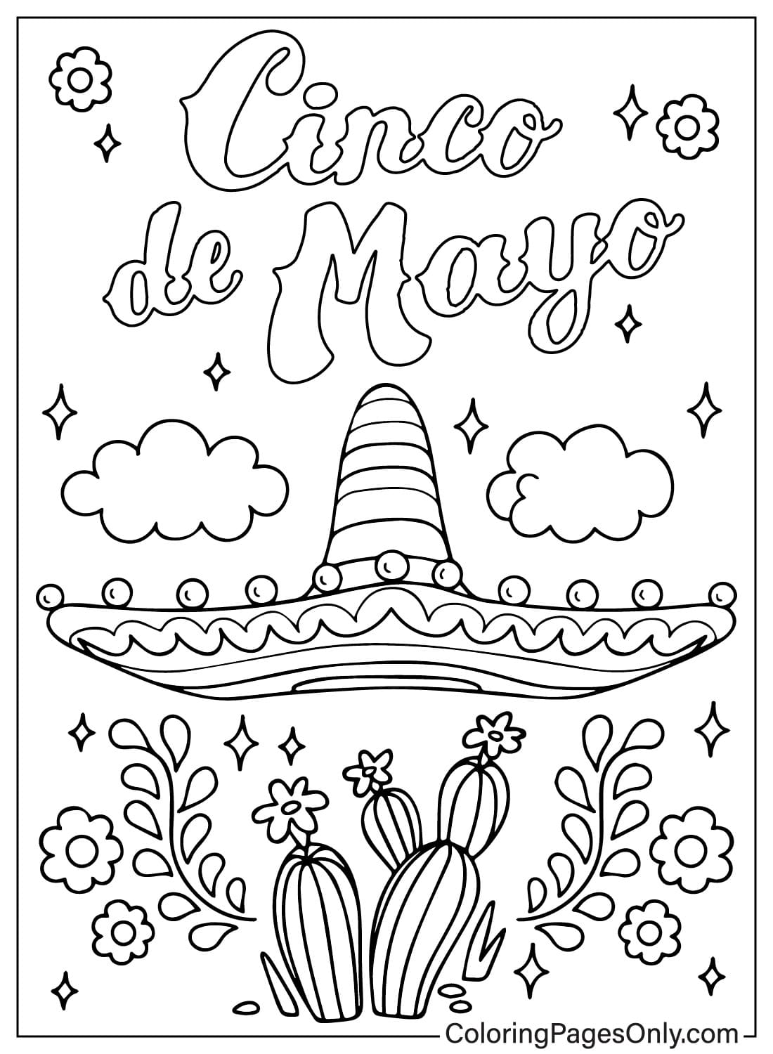 Desenho de chapéu mexicano de Cinco De Mayo
