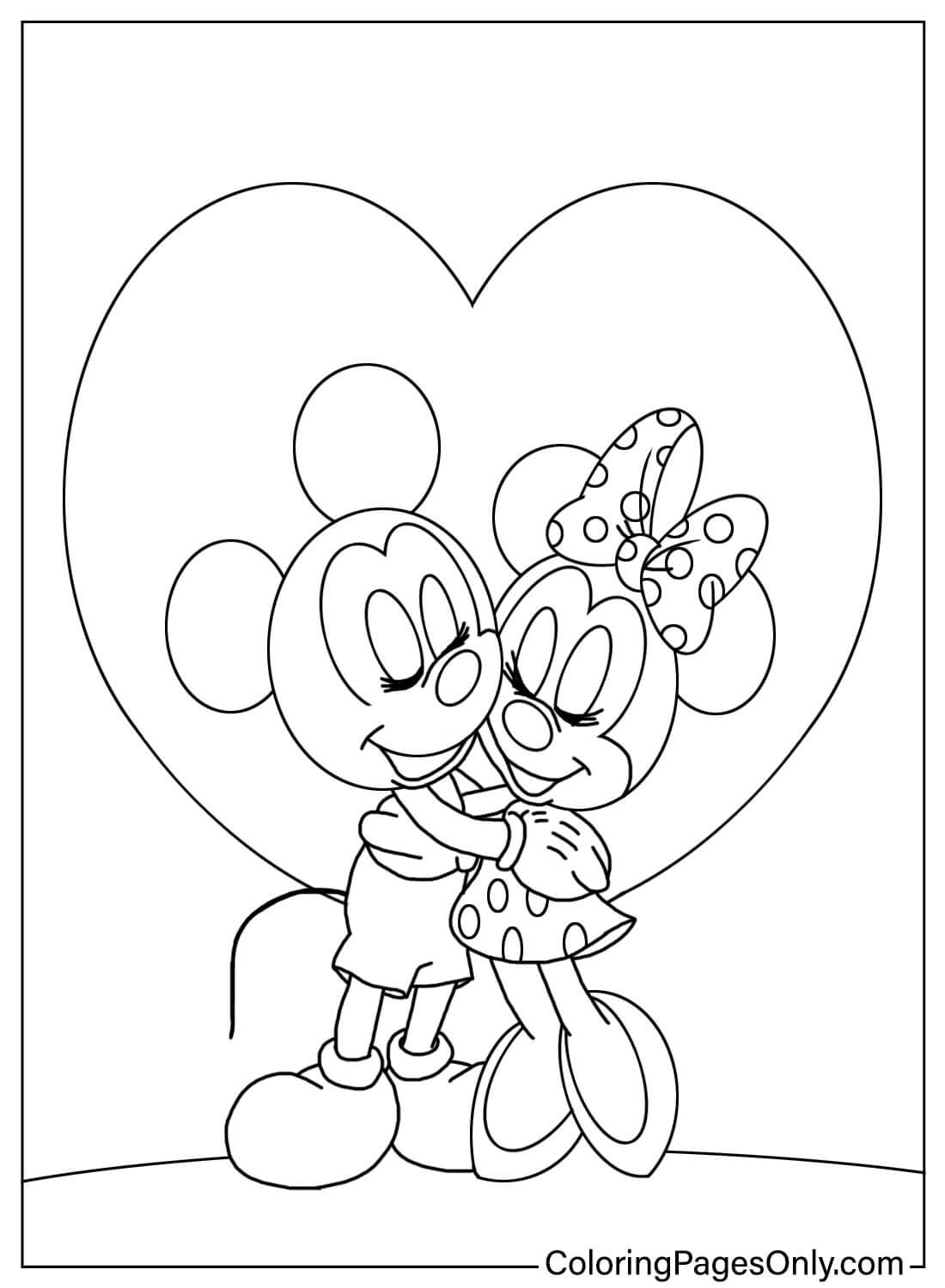 Página para colorear de Mickey y Minnie de Minnie Mouse