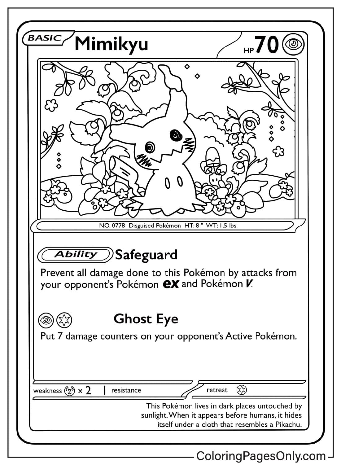 Карта покемонов Мимикью из Pokemon Card