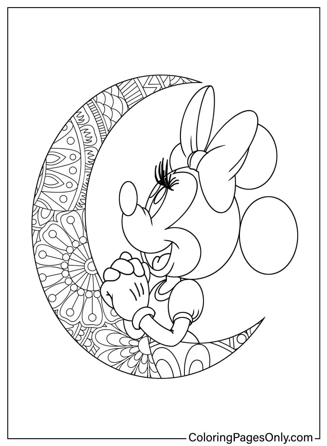 Pagina da colorare Mandala di Minnie e Luna di Minnie Mouse