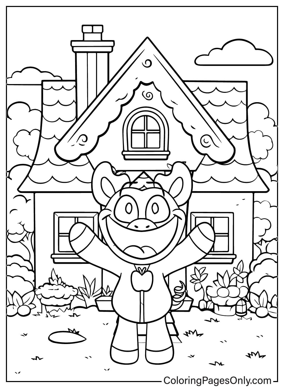 Página para colorir de PickyPiggy e House de PickyPiggy