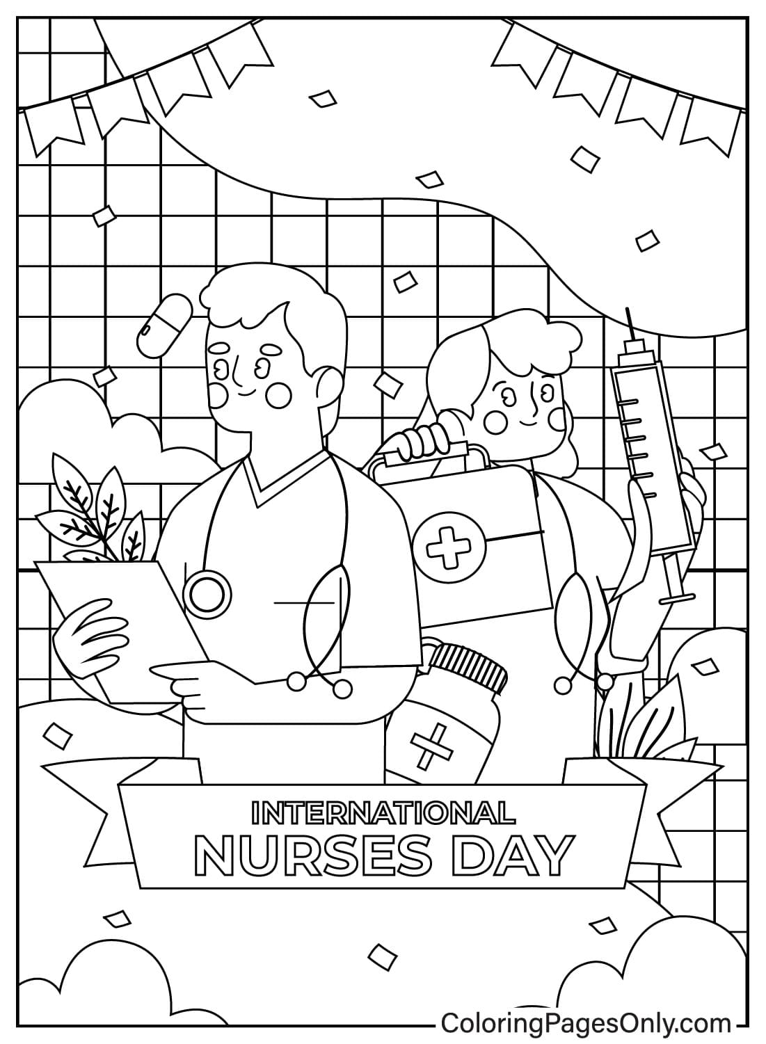 Fotos da página para colorir da enfermeira da enfermeira
