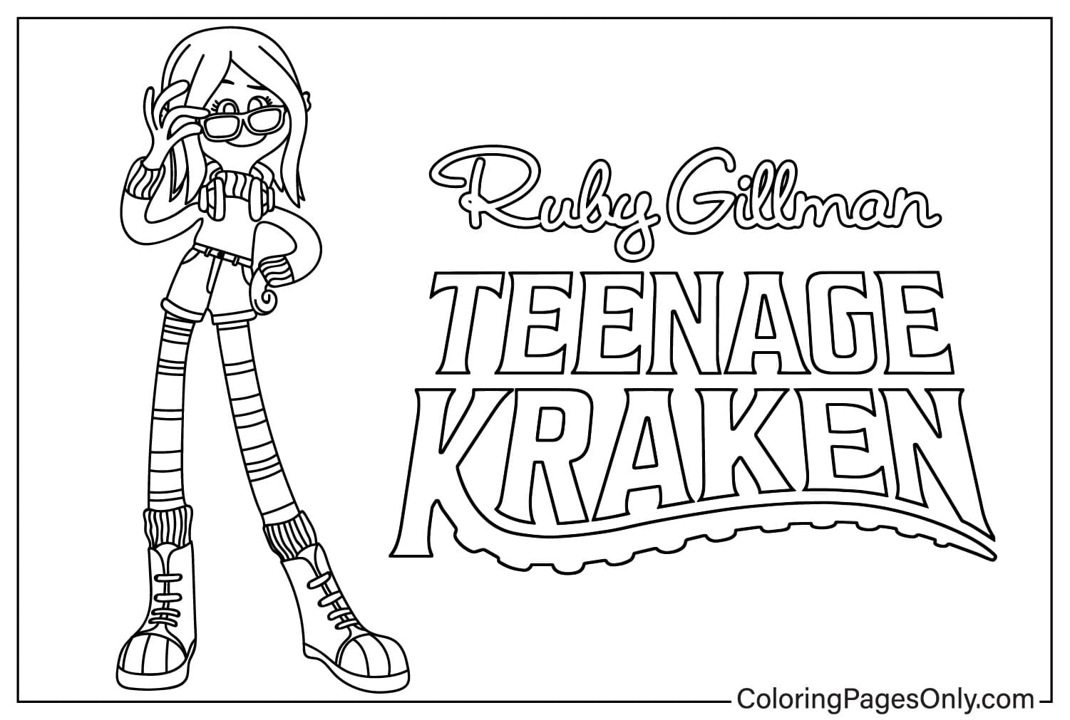 Página para colorear de Ruby Gillman de Ruby Gillman Teenage Kraken