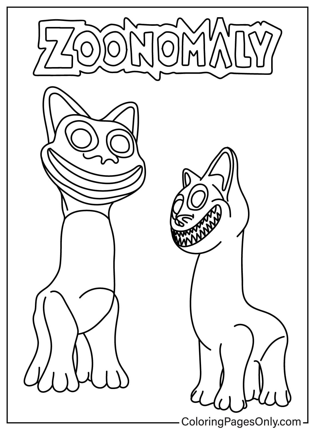 Página para colorir de Zoonomaly Monster Smile Cat de Zoonomaly