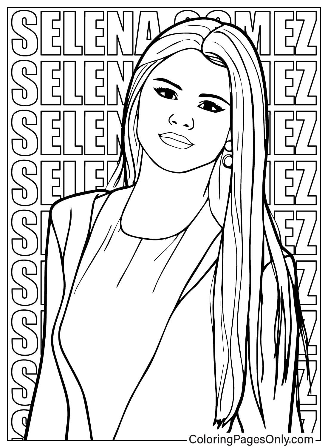 Página para colorear de Selena Gomez para imprimir de Selena Gomez