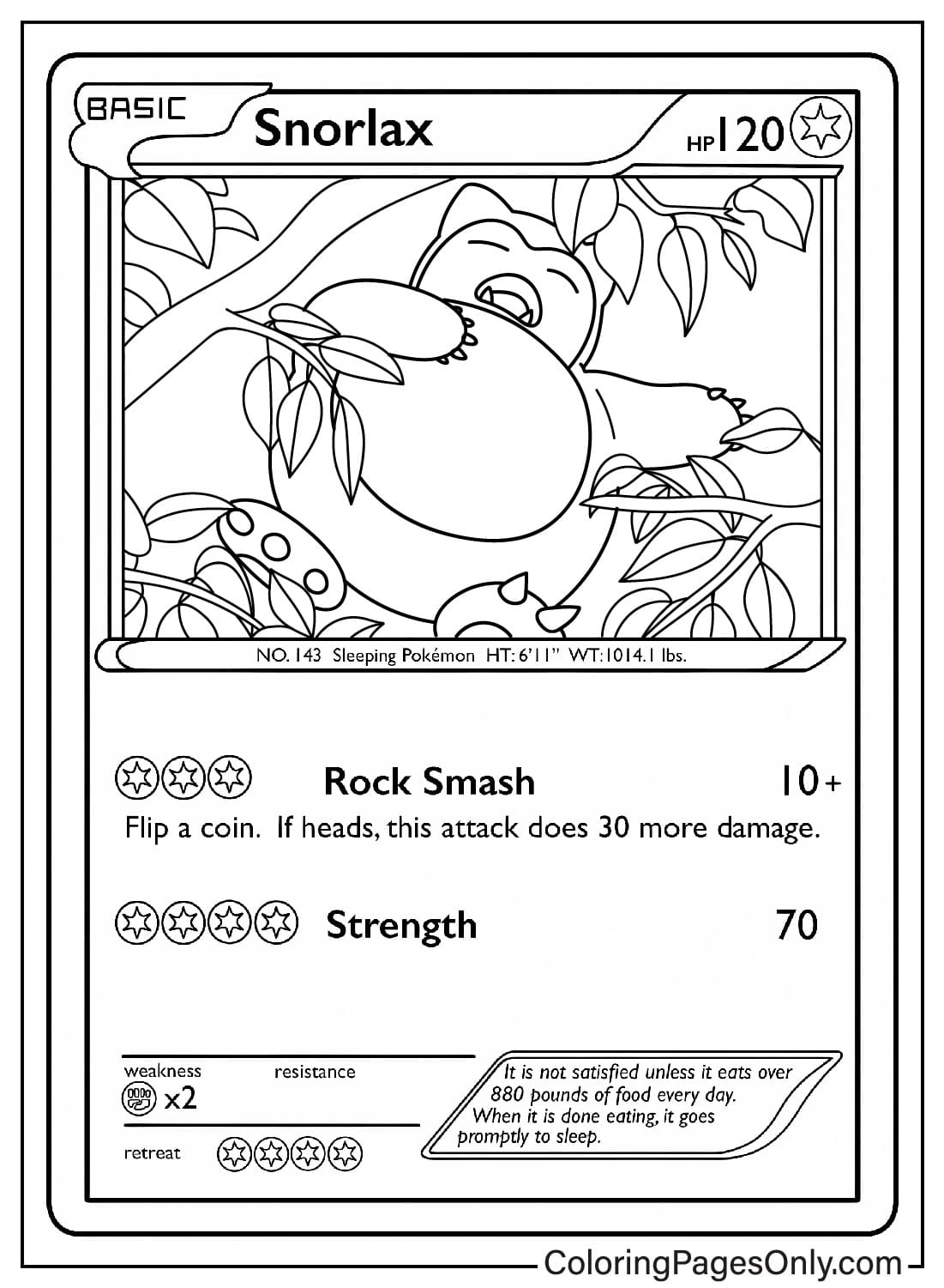 Snorlax Pokemon Card Coloring Page from Pokemon Card