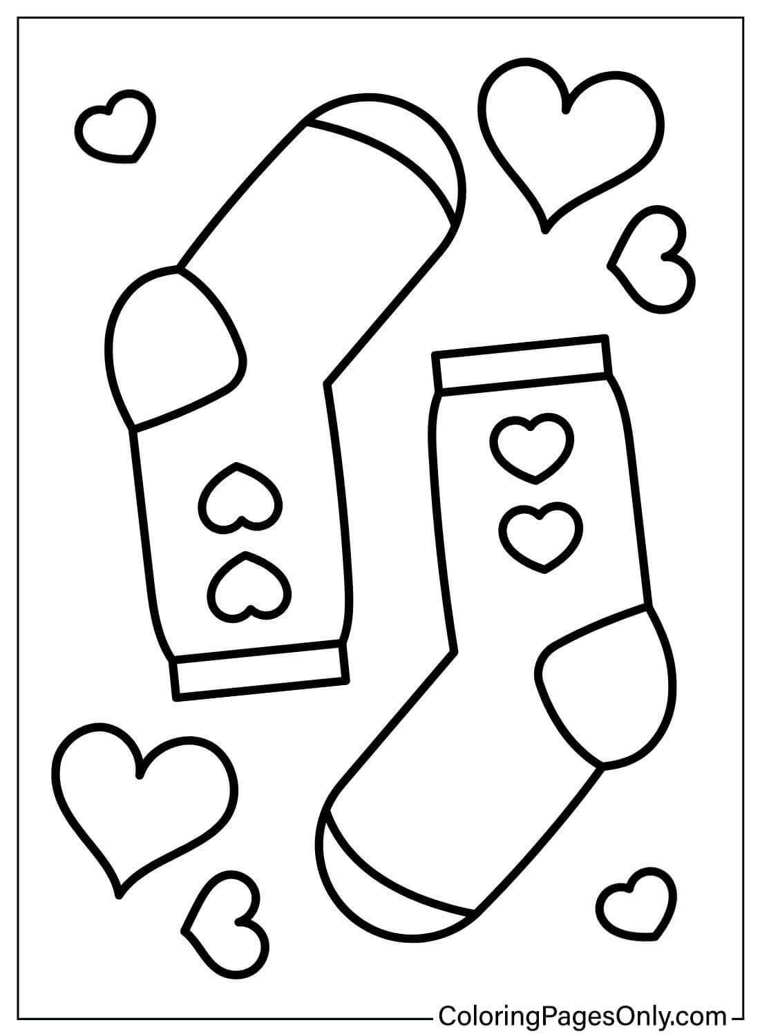 Socks with Heart Coloring For Kids from Socks