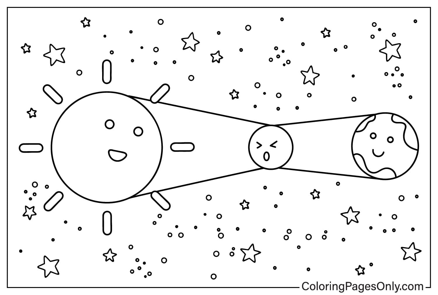 Pagina da colorare di cartoni animati di eclissi solare da Eclissi solare