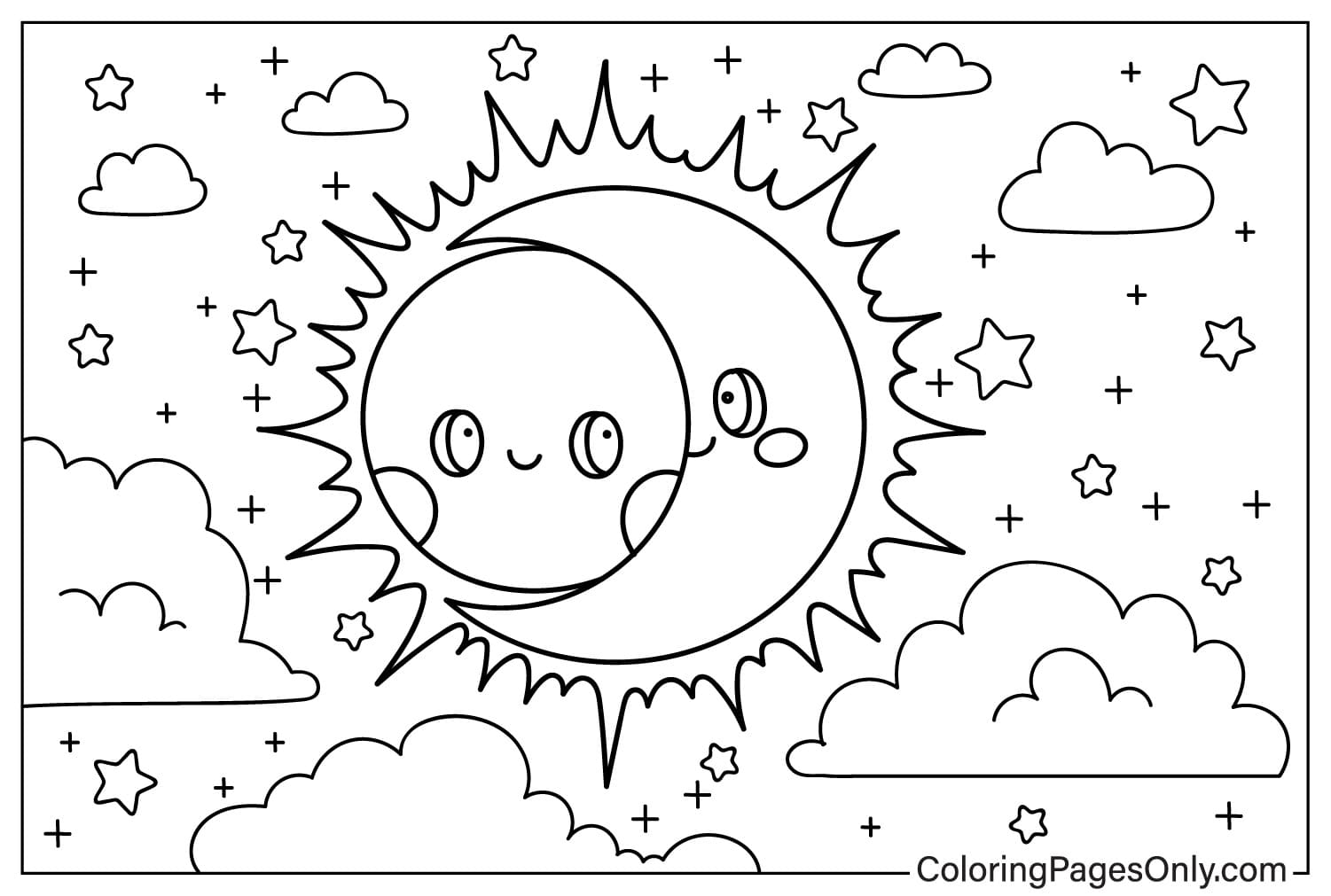 Coloriage mignon d'éclipse solaire de Solar Eclipse