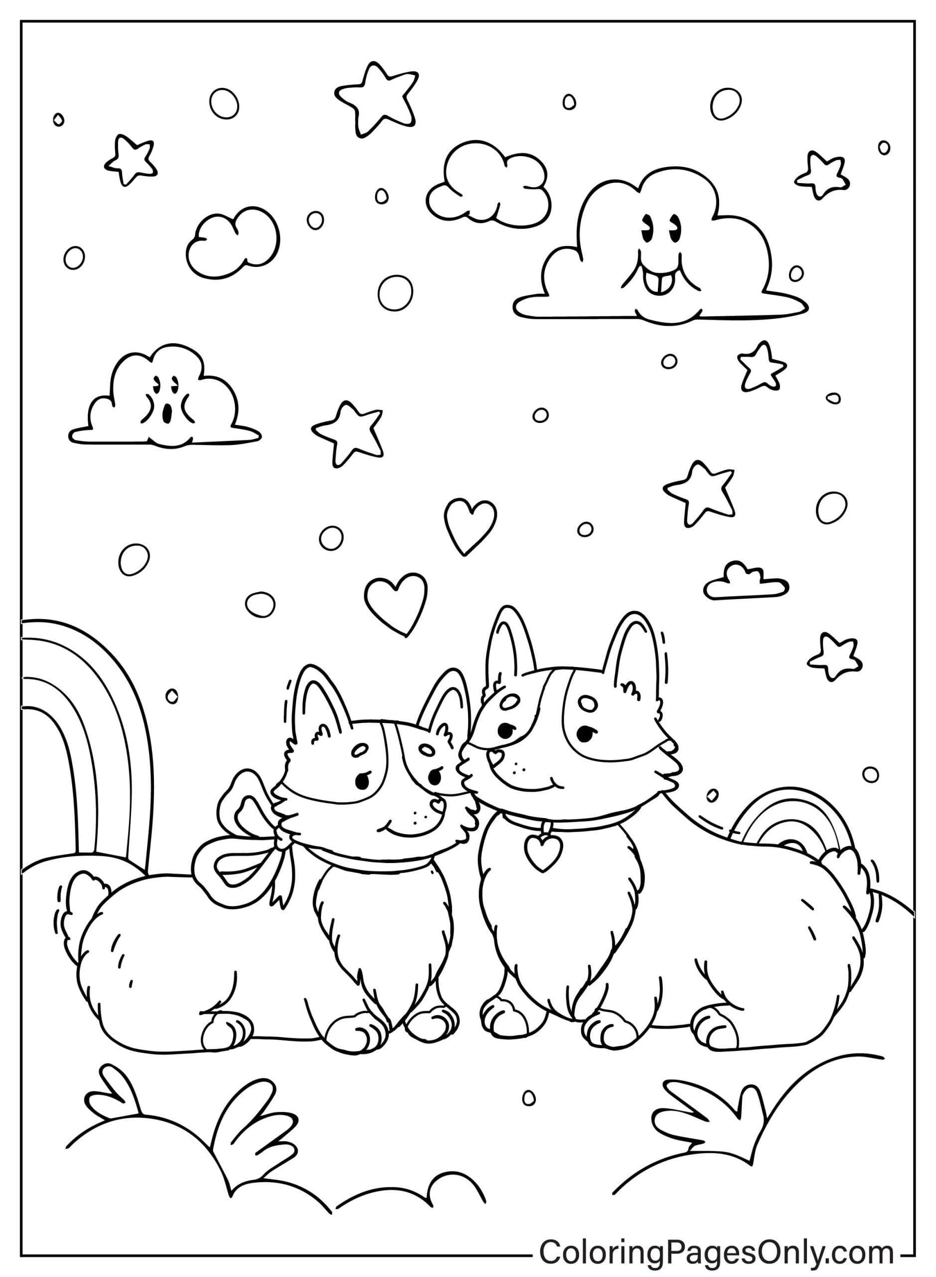 Two Corgi Dogs with Cute Clouds from Corgi