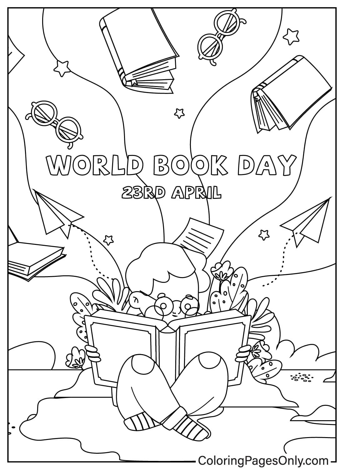 صفحة ملونة لليوم العالمي للكتاب من اليوم العالمي للكتاب