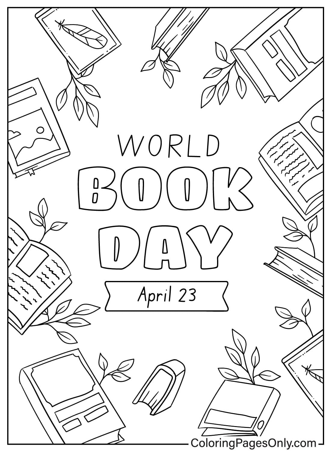World Book Day Coloring Page JPG from World Book Day