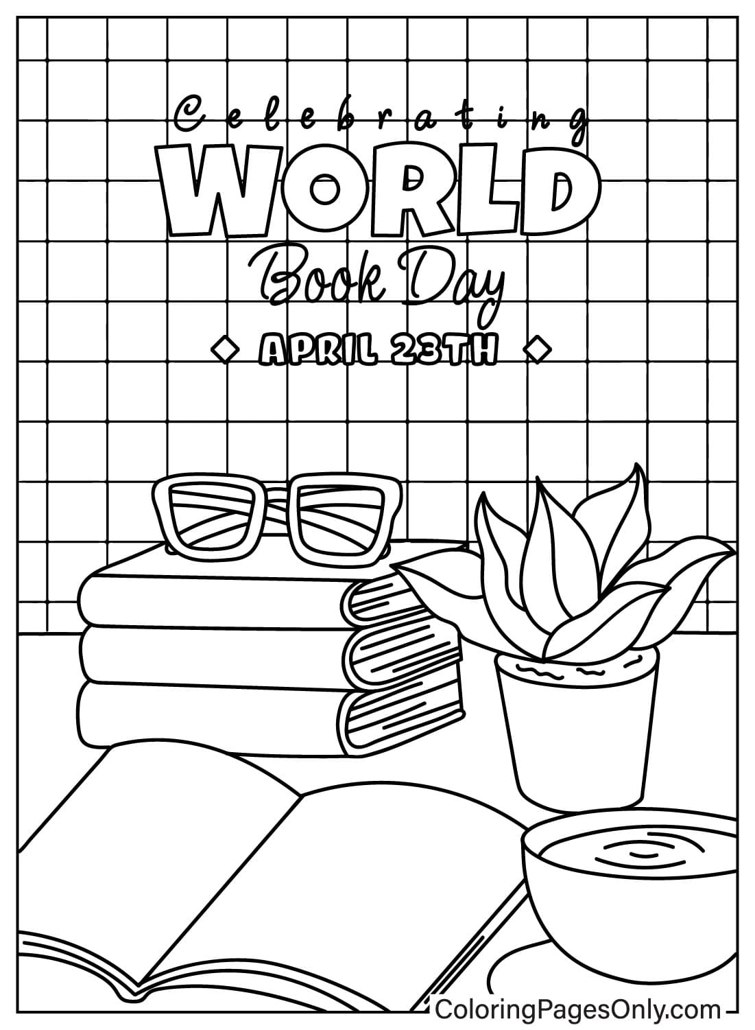 صفحة تلوين يوم الكتاب العالمي للبالغين من يوم الكتاب العالمي