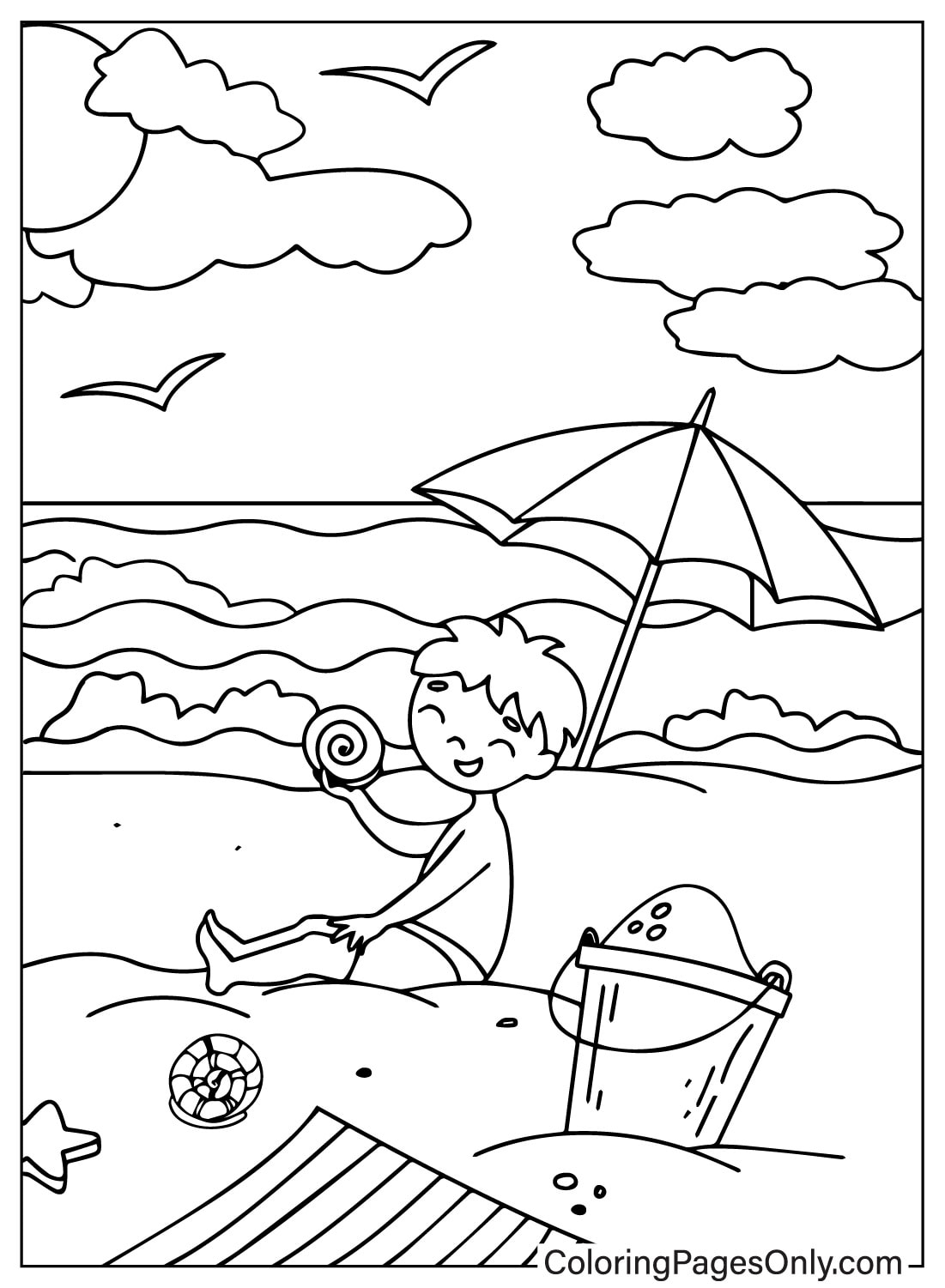 Boy Playing Cheerfully on the Beach from Beach