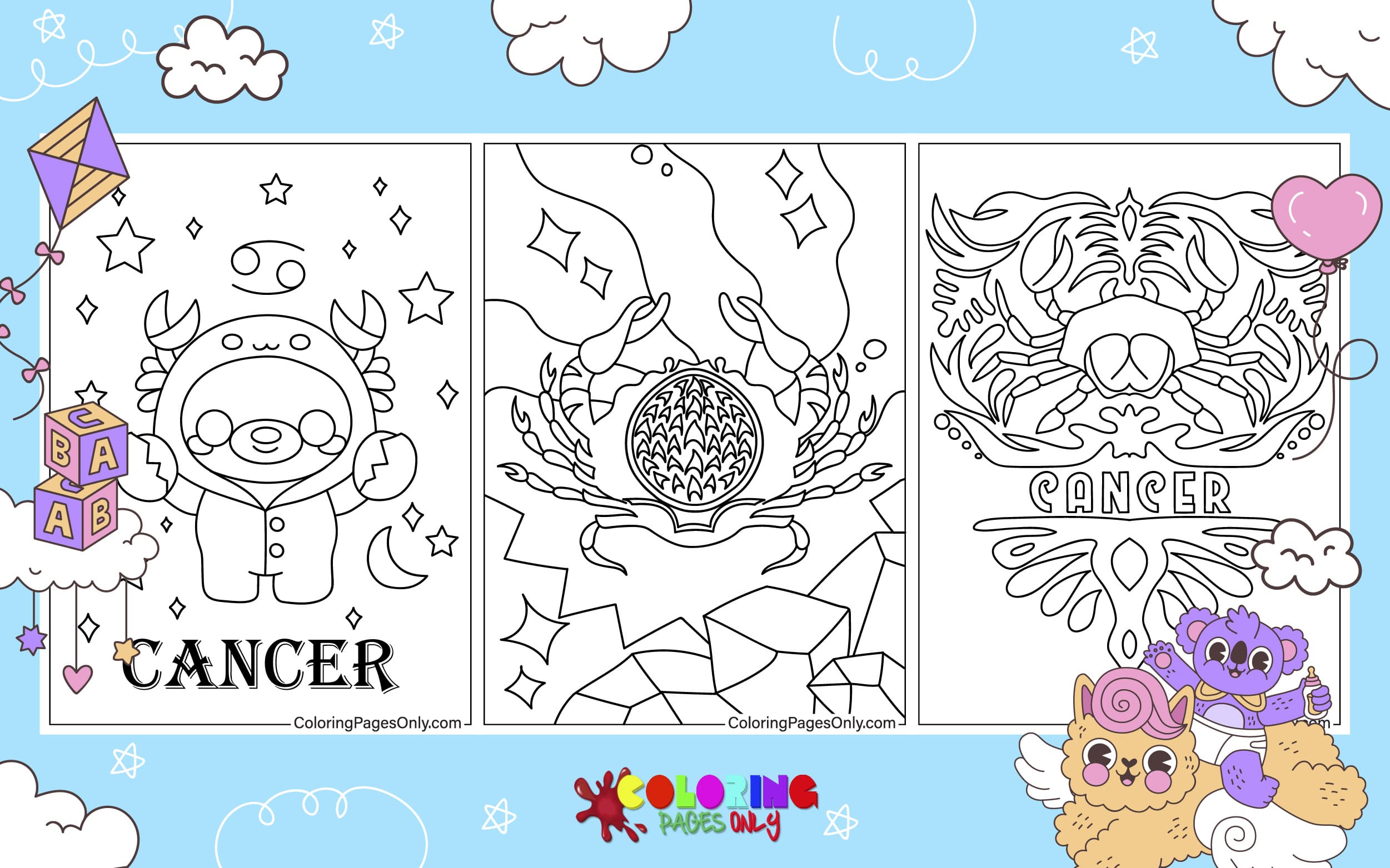 17 Cancer Zodiac Sign Coloring Pages - ColoringPagesOnly.com